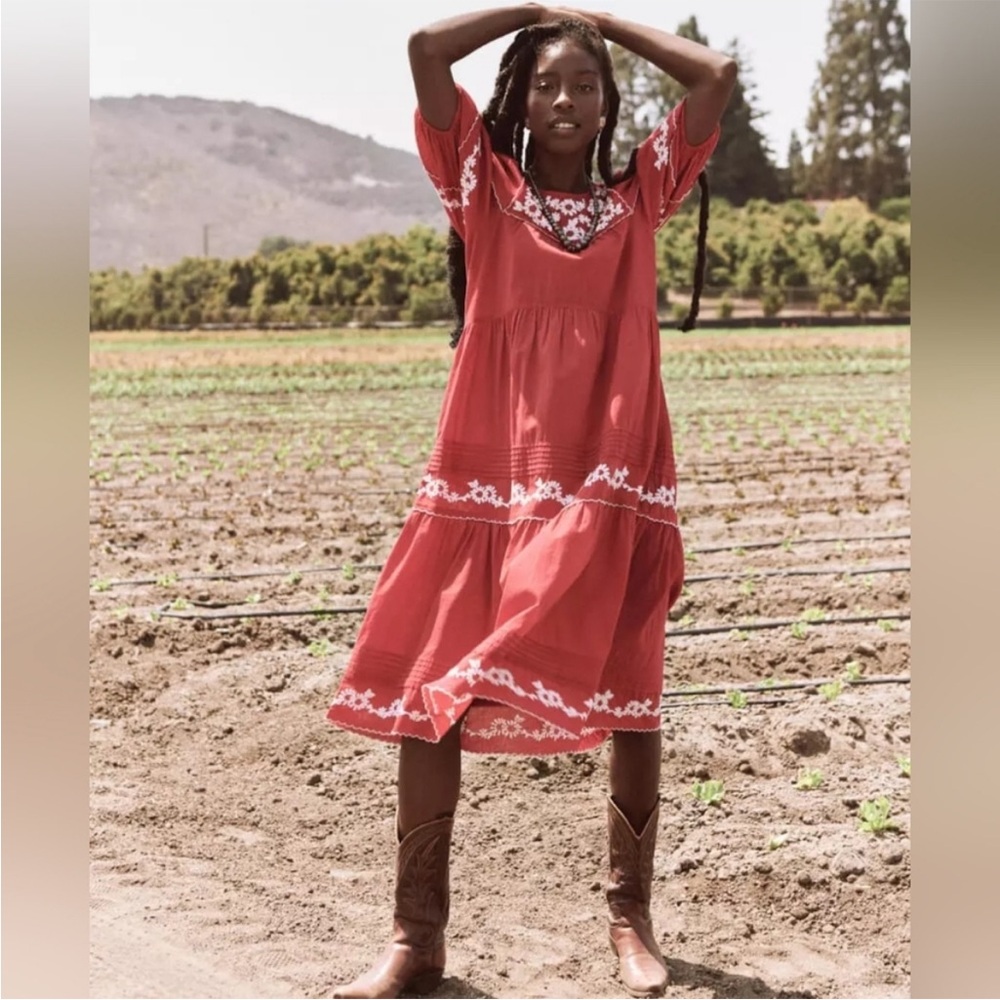 NWT The GREAT. Heirloom dress in Cherry Red - Picture 3 of 8